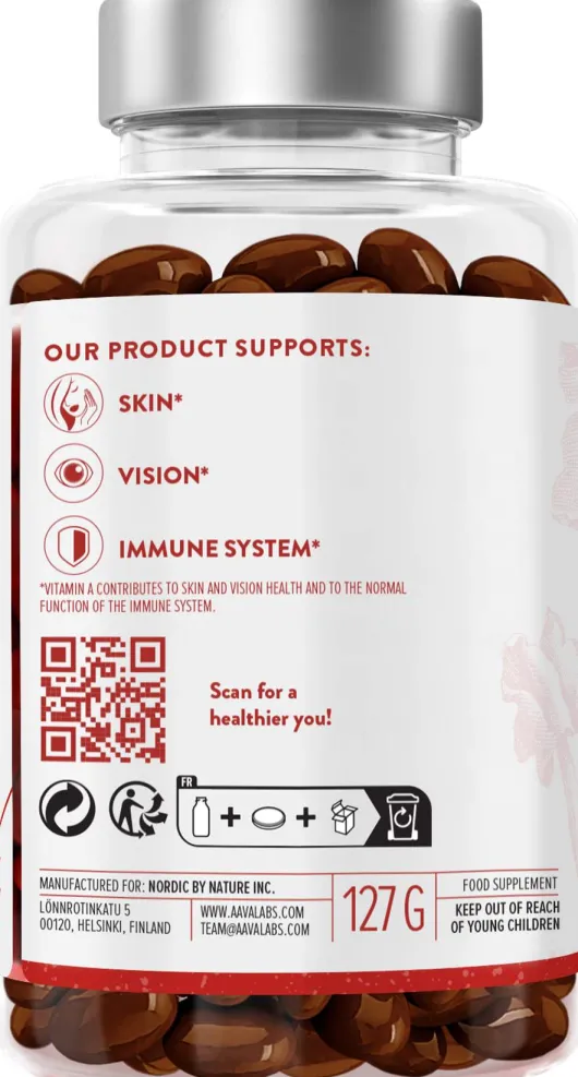 Aavalabs Beta Carotin Vitamin A Vegan 180 Weichkapseln