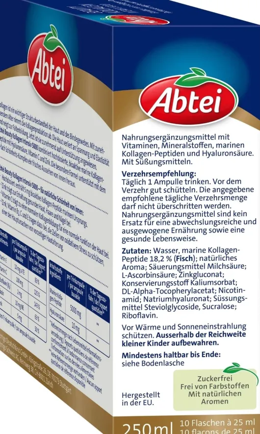 Abtei Beauty Kollagen Intensiv 5000 10 X 25 ml Trinkampullen