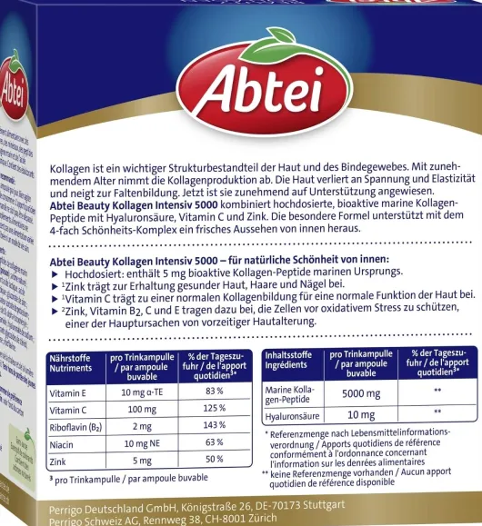 Abtei Beauty Kollagen Intensiv 5000 10 X 25 ml Trinkampullen