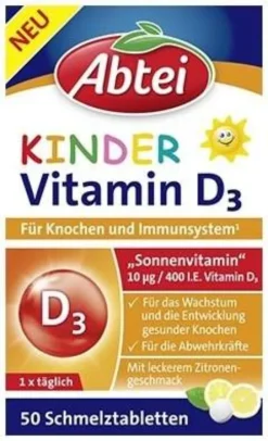 Abtei Kinder Vitamin D3 50 Schmelztabletten