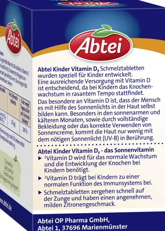 Abtei Kinder Vitamin D3 50 Schmelztabletten