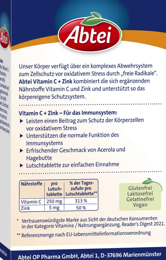 Abtei Vitamin C Plus Zink Lutschtabletten