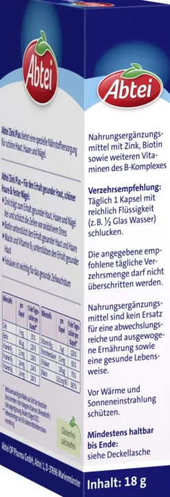 Abtei Zink Plus Naehrstoff 32 Kapseln