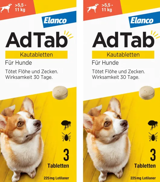 AdTab 225 mg für mittelgroße Hunde (5,5-11 kg) 2 x 3 Kautabletten