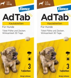 AdTab 56 mg für sehr kleine Hunde (1,3-2,5 kg) 2 x 3 Kautabletten