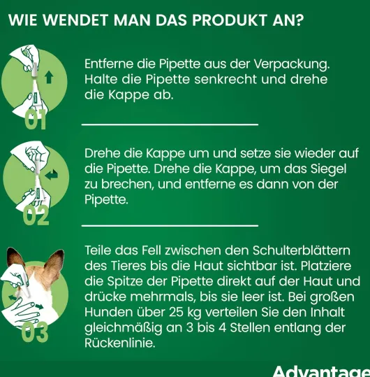 Advantage 400 Lösung Pipetten für Hunde ab 25 kg 4 Einzeldosispipetten