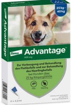 Advantage 400 Lösung Pipetten für Hunde ab 25 kg 4 Einzeldosispipetten