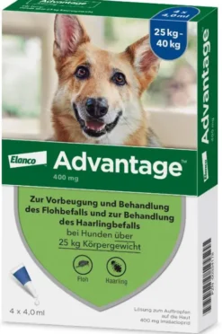 Advantage 400 Lösung Pipetten für Hunde ab 25 kg 4 Einzeldosispipetten