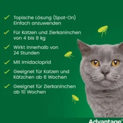 Advantage 80 mg für Katzen und Zierkaninchen über 4 kg 4 x 0,8 ml Lösung