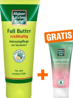 Allgäuer Latschenkiefer Fußbutter 100 ml + gratis Allgäuer Latschenkiefer Alpenglück Dusche 30 ml