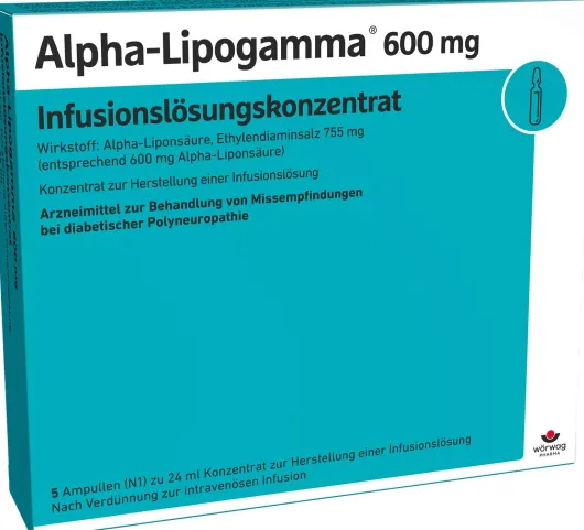 Alpha Lipogamma 600 mg Infusionslösungskonzentrat 5 X 24 ml