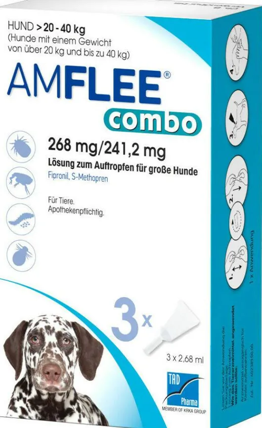 Amflee Combo 268 mg - 241,2 mg Spot-On Lösung Für Große Hunde 20...