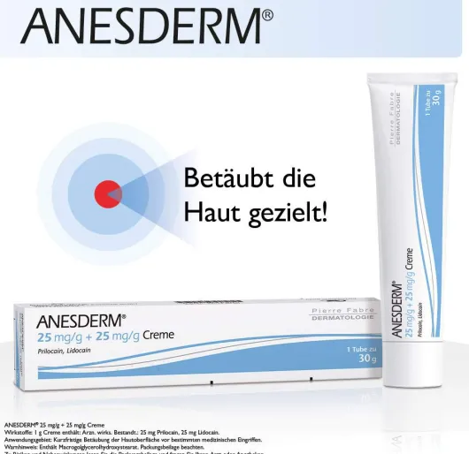 Anesderm 25 mg pro g + 25 mg pro g Creme 30 g