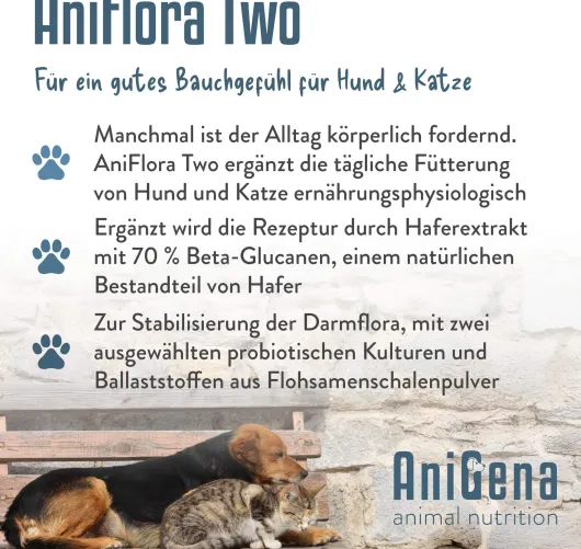 Aniflora Two Darmbakterien + Flohsamenschalen für Hunde & Katzen 125 g Pulver