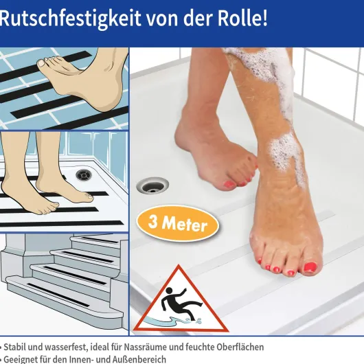 Anti-Rutsch Klebeband für Nassräume, weiß 3 m