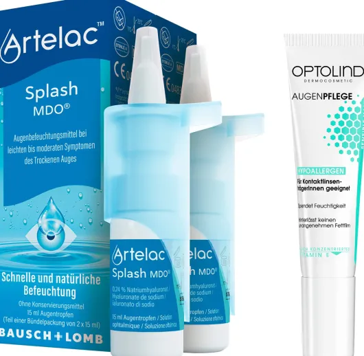 Artelac Splash MDO 2 x 15 ml Augentropfen + gratis Optolind Empflindl. Haut Augenpflege 15 ml