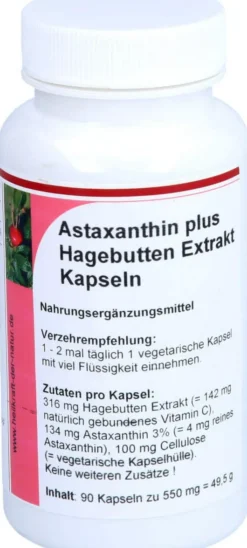 Astaxanthin 4 mg Plus Hagebutten Extrakt Kapseln 90 Stück