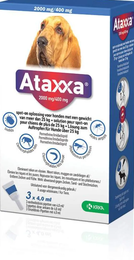 Ataxxa 2000 mg-400 mg Lösung zum Auftropfen für Hunde über 25 kg 3 Pipetten