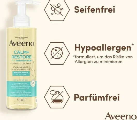 Aveeno Calm+ Restore Schäumender Gesichtsreiniger 200 ml