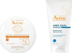 Avene Kompaktsonnencreme SPF 50 sand 10 g Creme + gratis Repair - Lotion nach der Sonne 50 ml