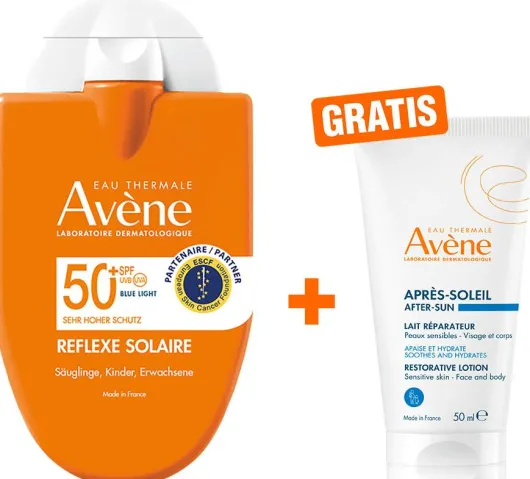 Avene Reflexe Solaire Familie SPF 50+ 30 ml Fluid + gratis Repair Lotion 50 ml