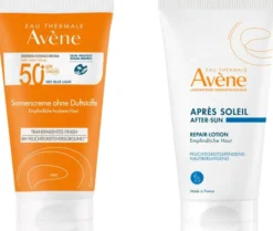 Avene Sonnencreme SPF 50+ ohne Duftstoffe 50 ml + gratis Repair - Lotion nach der Sonne 50 ml