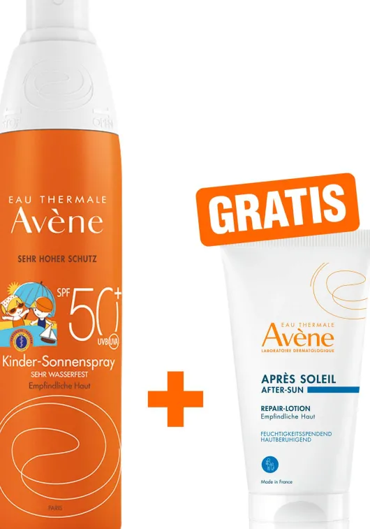 Avene Sunsitive Kinder Sonnenspray SPF 50+ 200 ml + gratis Repair Lotion 50 ml
