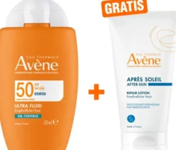 Avene Ultra Fluid Oil Control SPF 50 50 ml + gratis Repair-Lotion nach der Sonne 50 ml