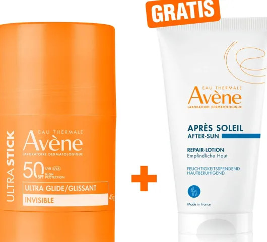 Avene Ultra Stick Invisible SPF 50 45 g + gratis Avene Repair-Lotion nach der Sonne 50 ml