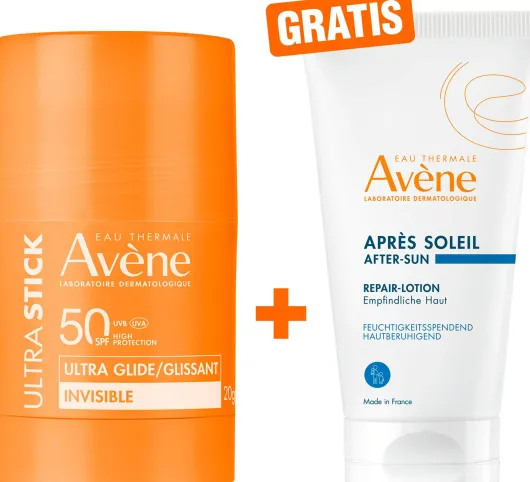 Avene Ultra Stick Invisible SPF 50 45 g + gratis Avene Repair-Lotion nach der Sonne 50 ml