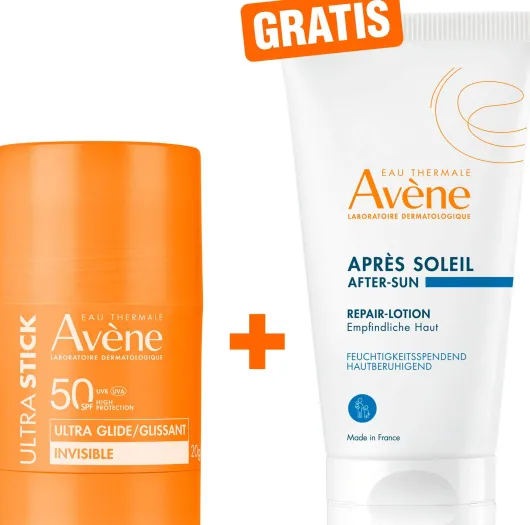 Avene Ultra Stick Invisible SPF 50 20 g + gratis Avene Repair-Lotion nach der Sonne 50 ml