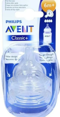 Avent Sauger Airflex 4-Loch 2x Schneller Nahrungsfluss 6m+nahr