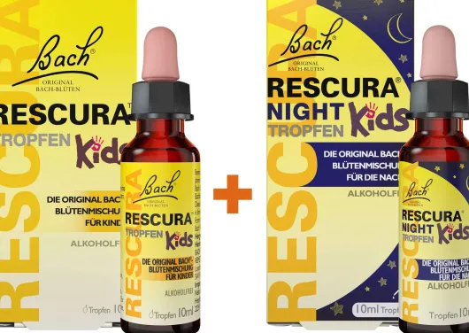Bach Original Rescura Kids 10 ml Tropfen + Rescura Night Kids alkoholfrei 10 ml Tropfen