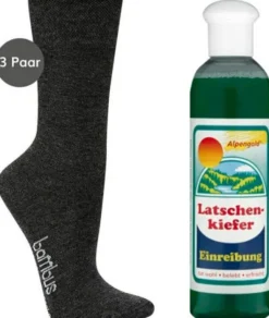 Bambus Wellness-Socken 35-38 Anthrazit 3 Paar + gratis Latschenkiefer Einreibung 250 ml