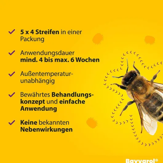 Bayvarol 3,6 mg Streifen für Honigbienen 3 x 5 x 4 Strips