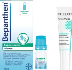 Bepanthen Augentropfen Intense 10 ml + gratis Optolind Empflindl. Haut Augenpflege 15 ml