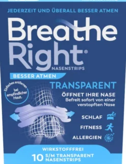 Besser Atmen Breathe Right Nasenpflaster Transparent Normal 10 Stück