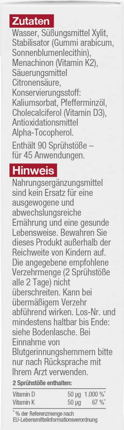 Betteryou Vitamin D3 + K2 Direkt-Spray 12 ml