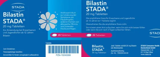 Bilastin Stada 20 mg Tabletten 20 Stück