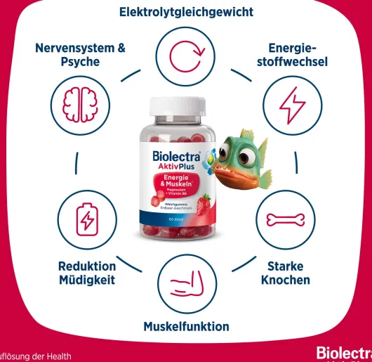 Biolectra AktivPlus Energie & Muskeln Erdbeere 60 Weichgummis