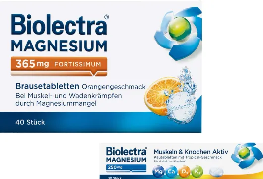 Biolectra Magnesium 365 mg fortissimum Orangengeschmack 40 Brausetabletten + gratis Magnesium 250 mg 30 Kautabletten