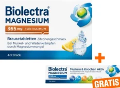 Biolectra Magnesium 365 mg fortissimum Zitronengeschmack 40 Brausetabletten + gratis Magnesium 250 mg 30 Kautabletten