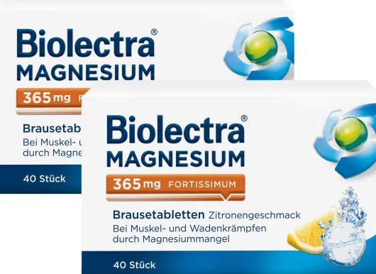 Biolectra Magnesium 365 mg fortissimum Zitronengeschmack 2 x 40 Brausetabletten