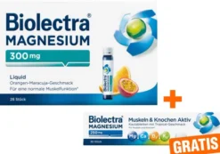 Biolectra Magnesium 300 mg Liquid 28 Trinkfläschchen + gratis Biolectra Magnesium 250 mg Aktiv 30 Kautabletten