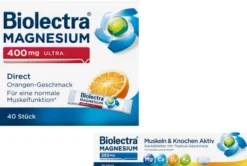 Biolectra Magnesium 400 mg ultra Direct Orangengeschmack 40 Pellets + gratis Magnesium 250 mg Aktiv 30 Kautabletten
