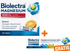 Biolectra Magnesium 400 mg ultra Direct Orangengeschmack 40 Pellets + gratis Magnesium 250 mg Aktiv 30 Kautabletten