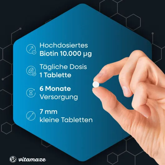 Biotin 10 mg hochdosiert Zink + Selen 180 Tabletten
