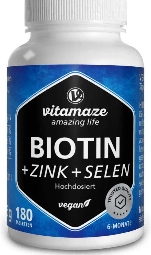 Biotin 10 mg hochdosiert Zink + Selen 180 Tabletten