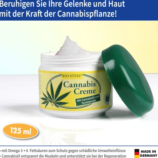 Bio-Vital Cannabis Creme mit Cannabisöl und Teufelskralle 125 ml