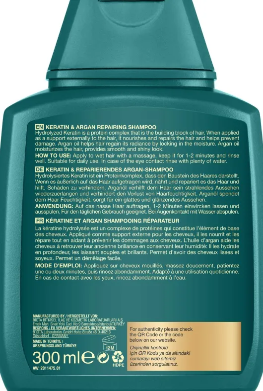 Bioxcin Keratin & Argan Shampoo 300 ml